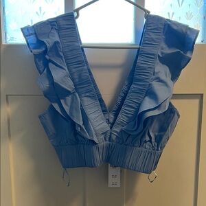 Abercrombie & Fitch Blue Ruffled Blouse